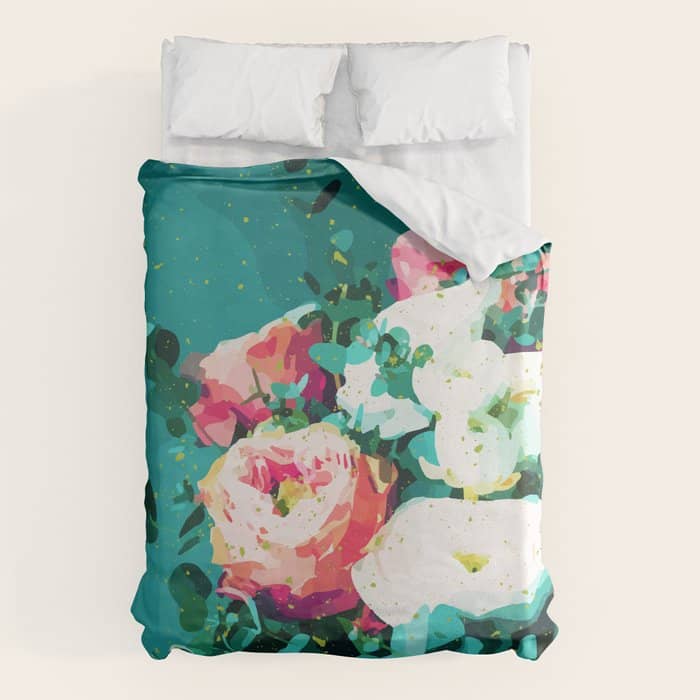 Floral & Confetti #Digitalart #Floral Duvet Cover