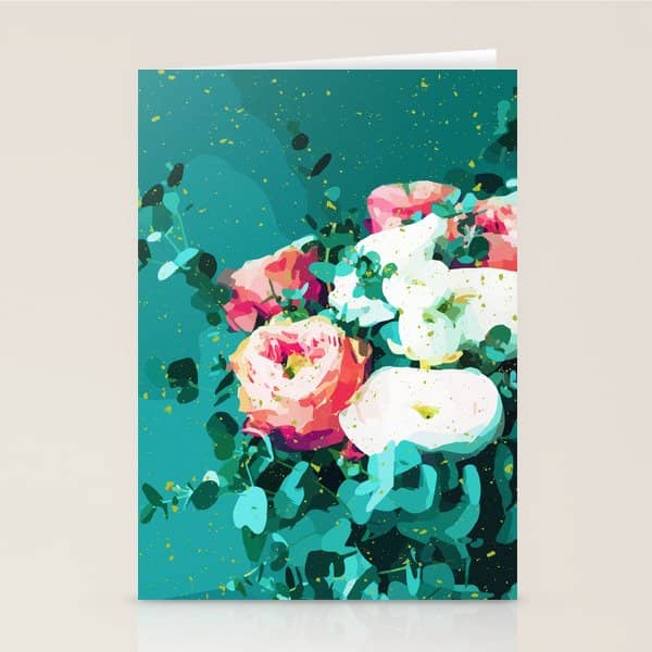 Floral & Confetti #Digitalart #Floral Stationery Card