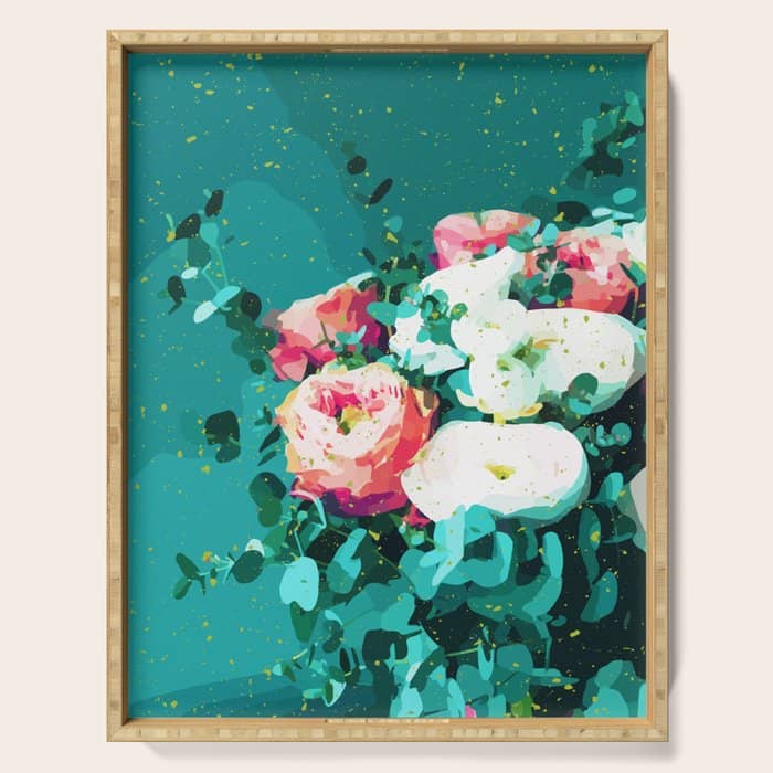 Floral & Confetti #Digitalart #Floral Serving Tray
