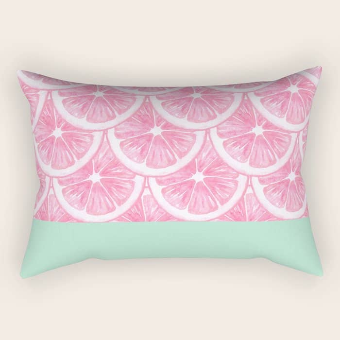 Zesty Splice - Pink Grapefruit Rectangular Pillow