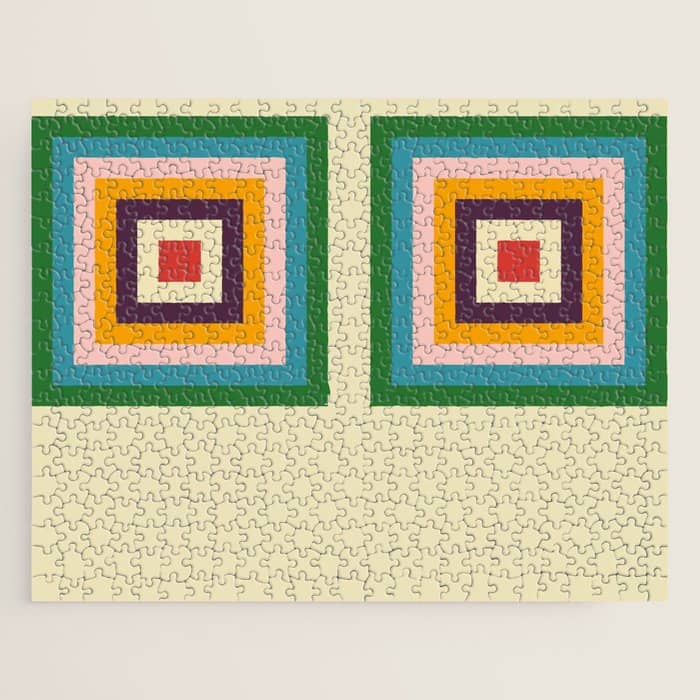 Retro Colored Square Space Jigsaw Puzzle