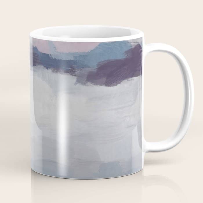 Oceans Away - Plum Purple Lavender Blue Abstract Painting Waves Cloud Horizon Modern Art Coffee Mug