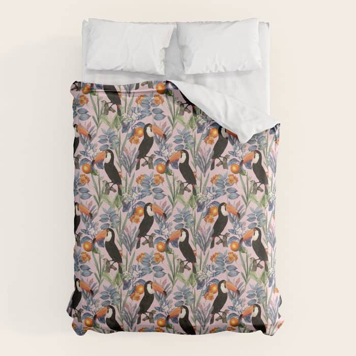 Tucan Garden #Pattern #Illustration Duvet Cover