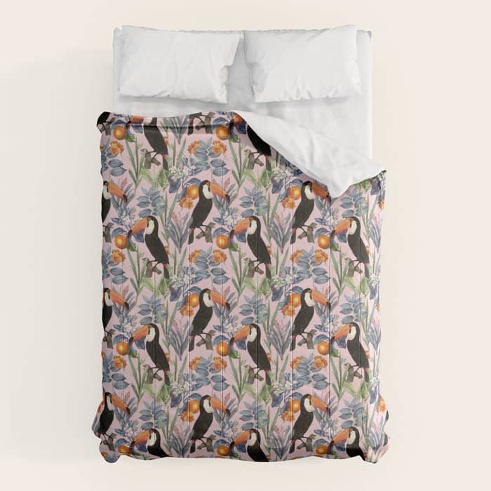 Tucan Garden #Pattern #Illustration Comforter