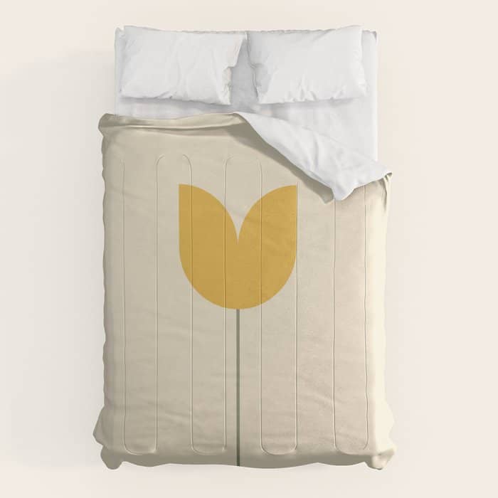 Vintage Tulip Minimalism - Yellow Comforter