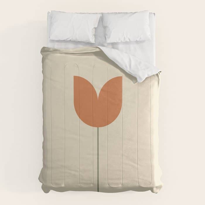 Vintage Tulip Minimalism - Red Comforter