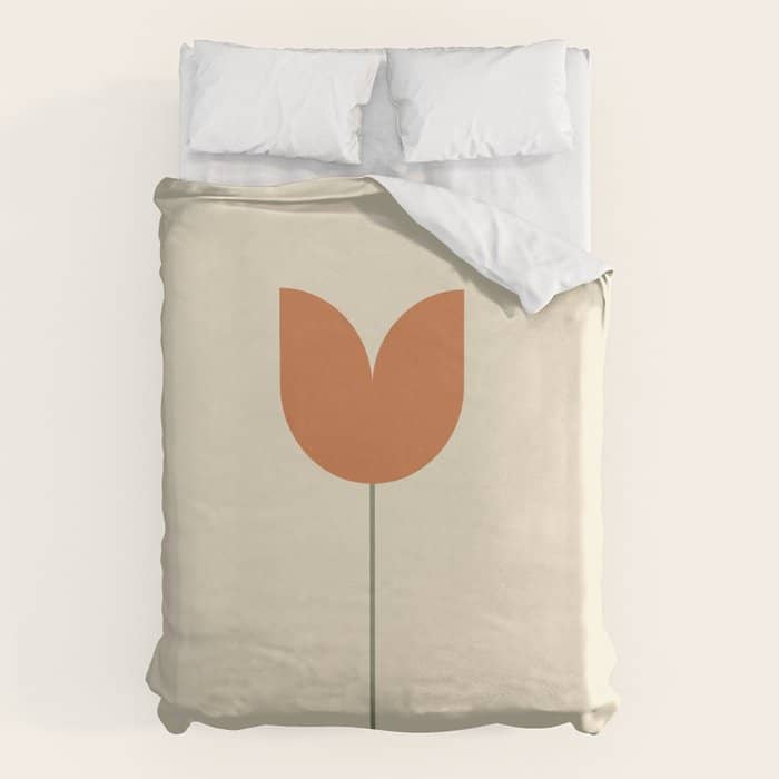 Vintage Tulip Minimalism - Red Duvet Cover