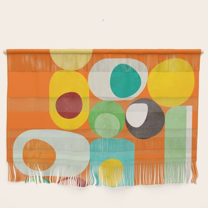 Geometric Mid Century Modern Orange Shapes Wall Hanging