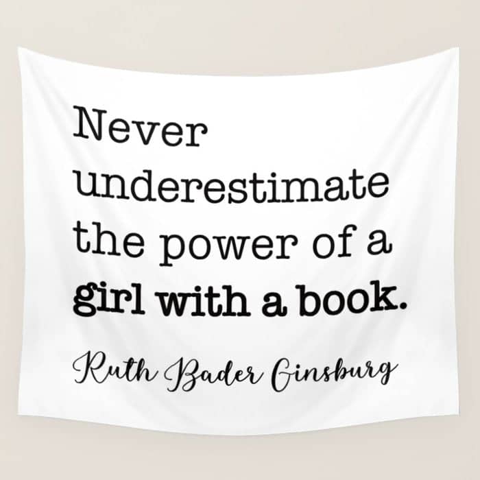 Never Underestimate The Power Of A Girl With A Book. Wall Tapestry