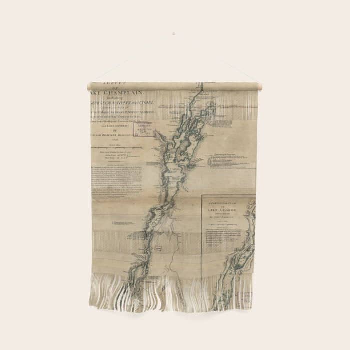 Vintage Map Of Lake Champlain & Lake George (1776) Wall Hanging