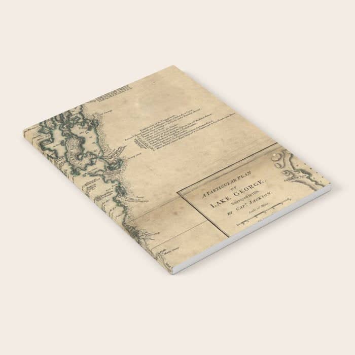 Vintage Map Of Lake Champlain & Lake George (1776) Notebook