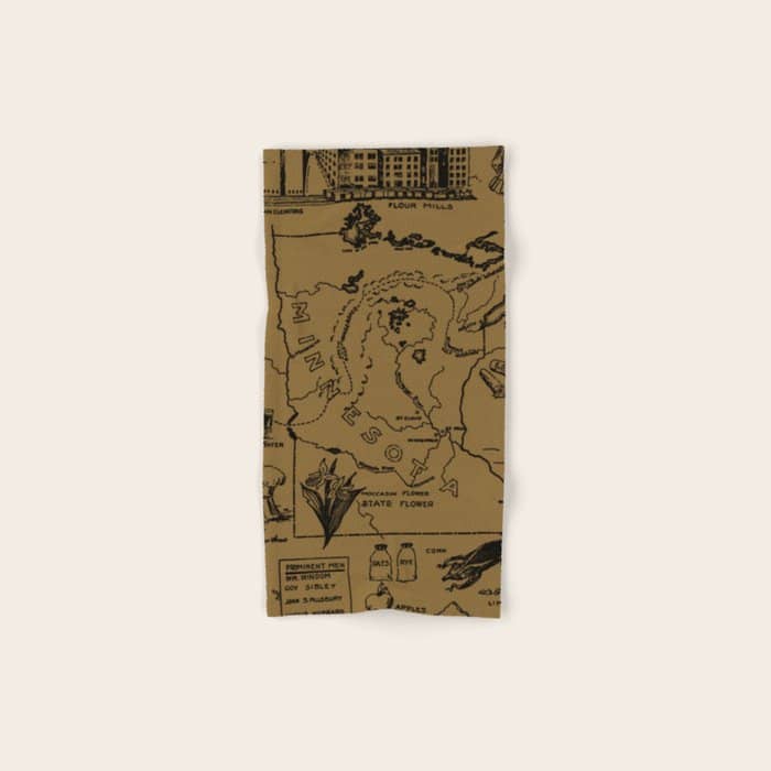 Vintage Map Of Minnesota (1912) - Tan Bath Towel