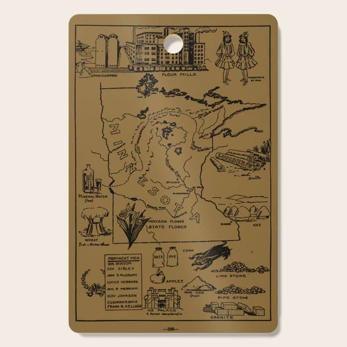 Vintage Map Of Minnesota (1912) - Tan Cutting Board
