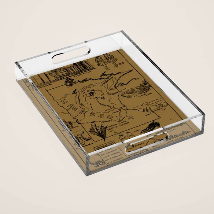 Vintage Map Of Minnesota (1912) - Tan Acrylic Tray