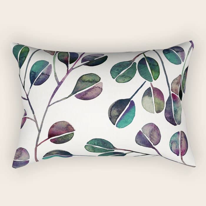 Silver Dollar Eucalyptus - Deep Cool Palette Rectangular Pillow