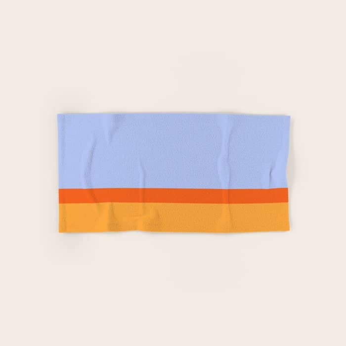 70s Summer Color Block Blue And Orange Bath Towel