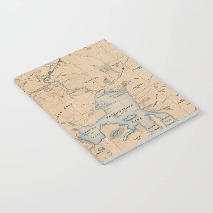 Vintage Map Of Yellowstone National Park (1889) Notebook