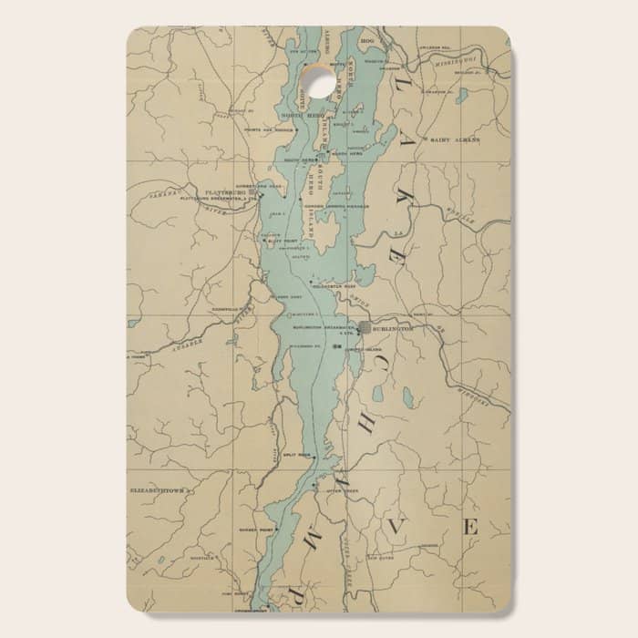 Vintage Lake Champlain Lighthouse Map (1896) Cutting Board