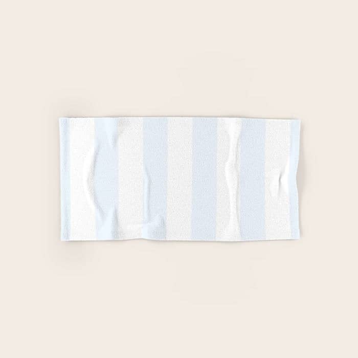 Alice Blue And White Cabana Tent Stripes Bath Towel