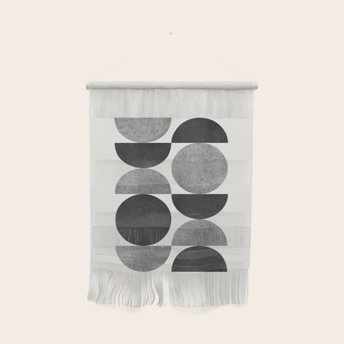 Black Grey Retro Mid Century Modern Wall Hanging