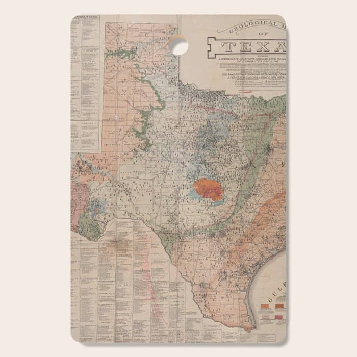 Vintage Geological Map Of Texas (1920) Cutting Board