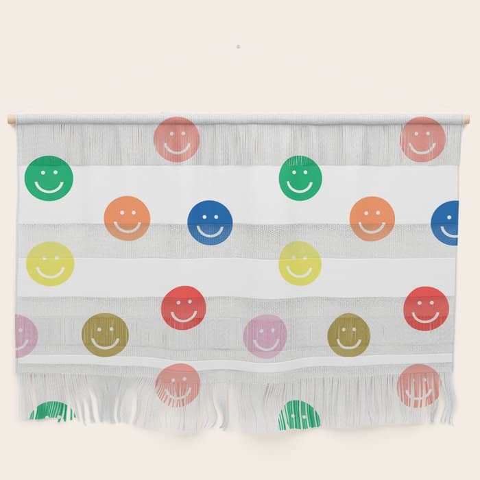Smiley Faces Happy Simple Rainbow Colors Pattern Smile Face Kids Nursery Boys Girls Decor Wall Hanging