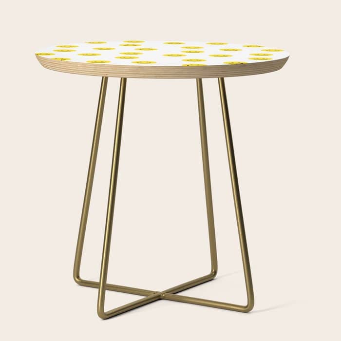 Smiley Faces White Yellow Happy Simple Smiley Pattern Smile Face Kids Nursery Boys Girls Decor Side Table