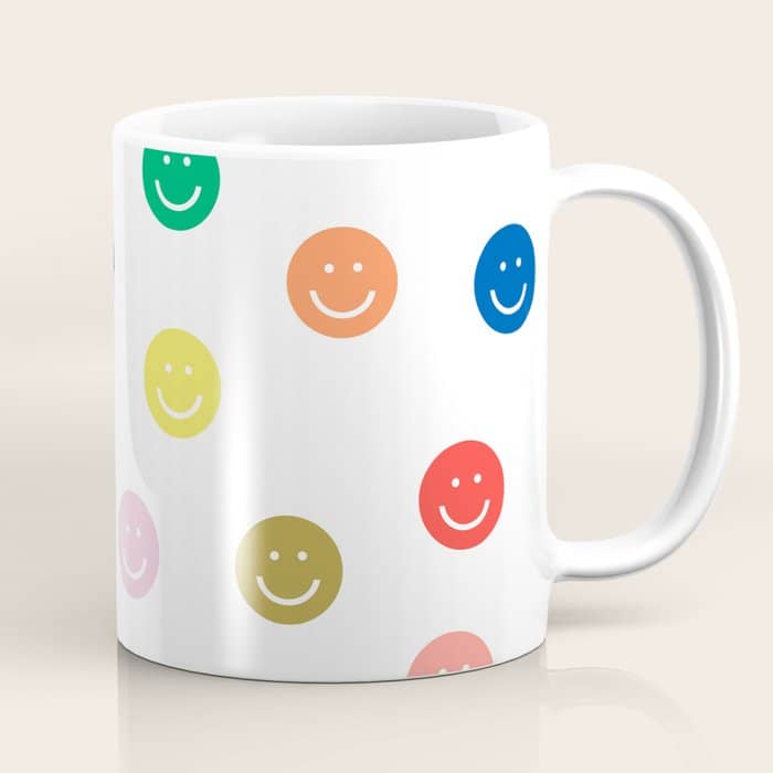 Smiley Faces Happy Simple Rainbow Colors Pattern Smile Face Kids Nursery Boys Girls Decor Coffee Mug