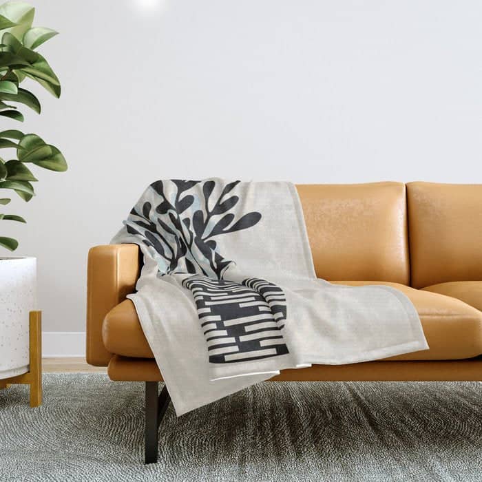 Still Life With Vase And Tree Branches Throw Blanket