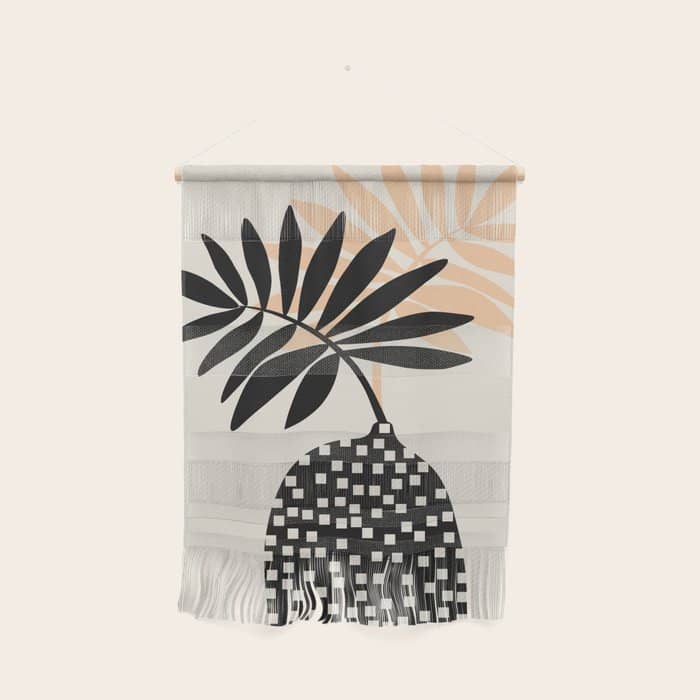 Still Life With Vase And Tropical Leaves Wall Hanging