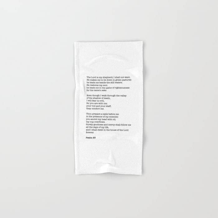 Psalm 23 Bible Verse Print - The Lord Is My Shepherd Bath Towel
