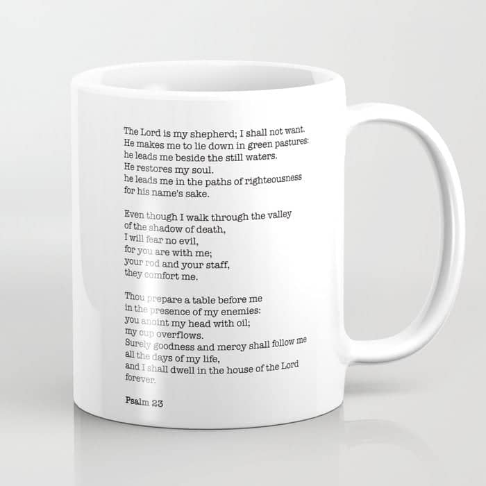 Psalm 23 Bible Verse Print - The Lord Is My Shepherd Coffee Mug