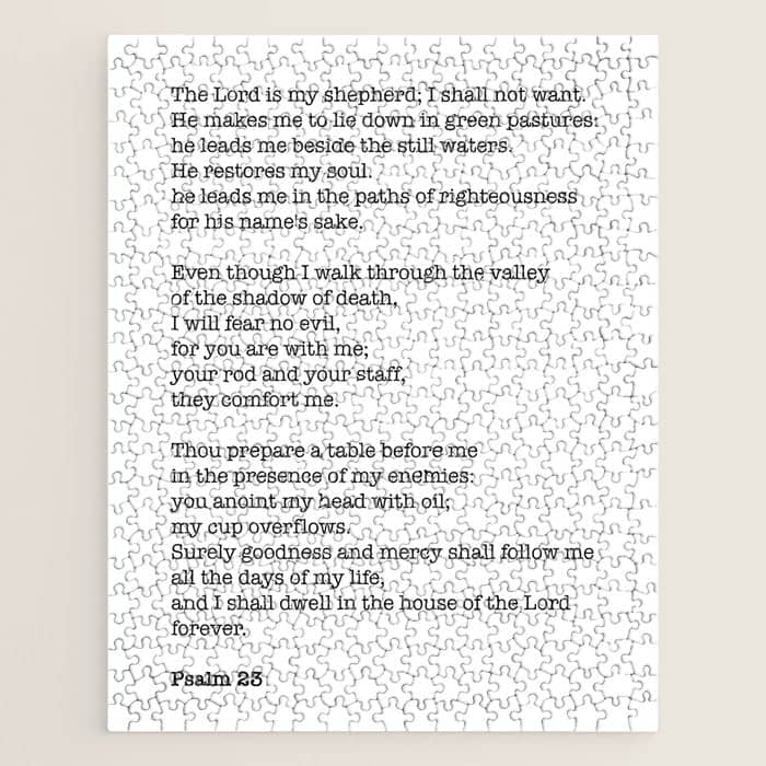 Psalm 23 Bible Verse Print - The Lord Is My Shepherd Jigsaw Puzzle