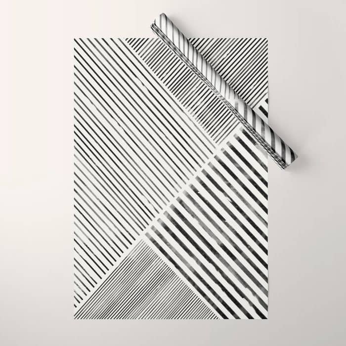 Black And White Stripes, Abstract Wrapping Paper