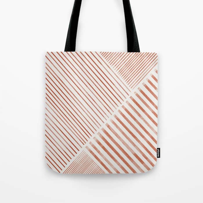 Blush Pink Stripes, Geometric Art Tote Bag