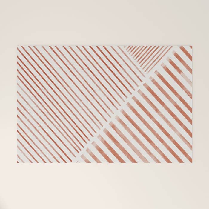 Blush Pink Stripes, Geometric Art Welcome Mat