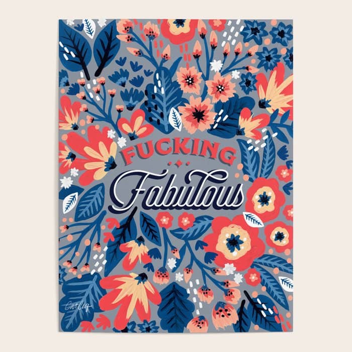 F*Cking Fabulous - Denim & Coral Palette Poster