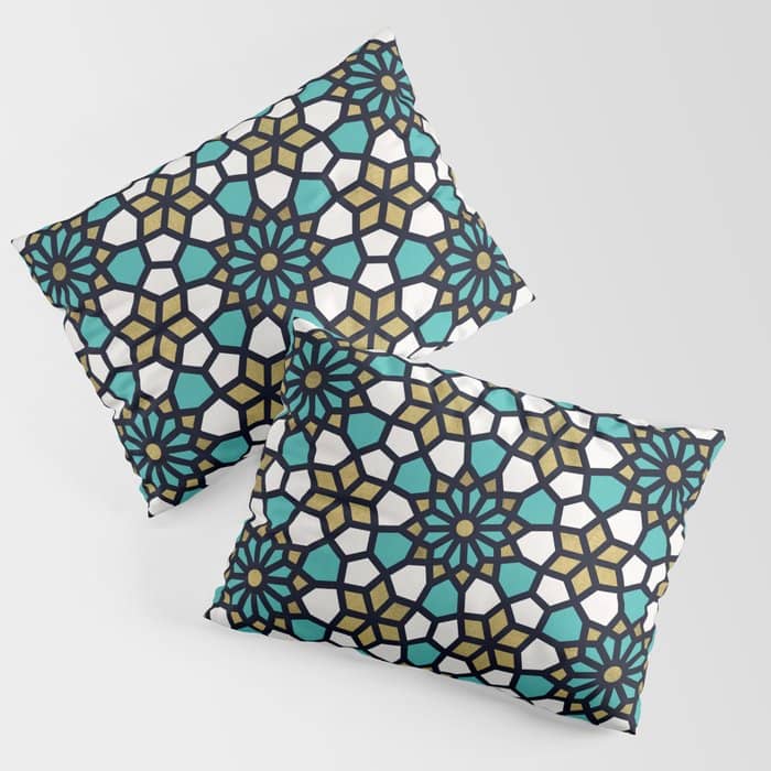 Persian Mosaic - Turquoise & Gold Palette Pillow Sham