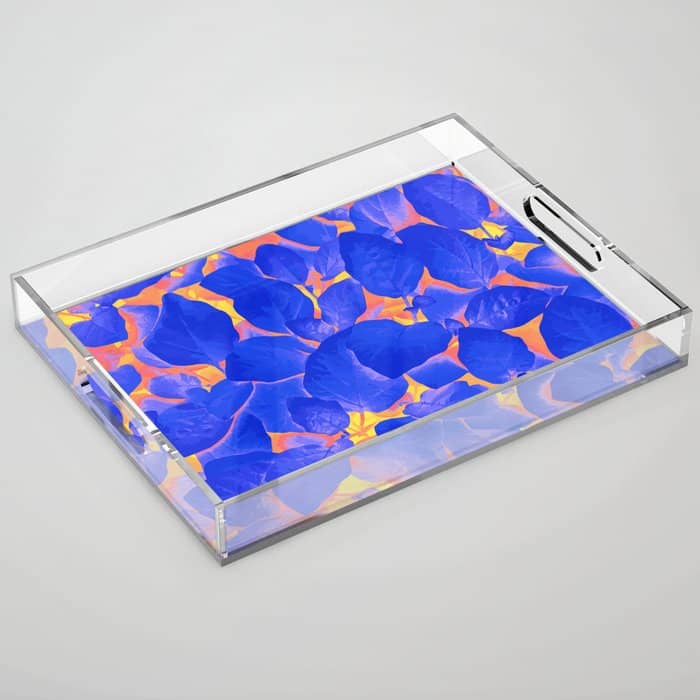 Supercontrast, Pop Of Color Ultraviolet Nature, Floral Graphic Design Acrylic Tray