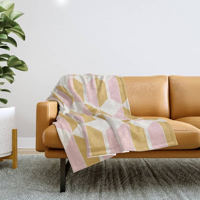 Zola Pattern Shapes - Sunrise Pink And Orange Throw Blanket