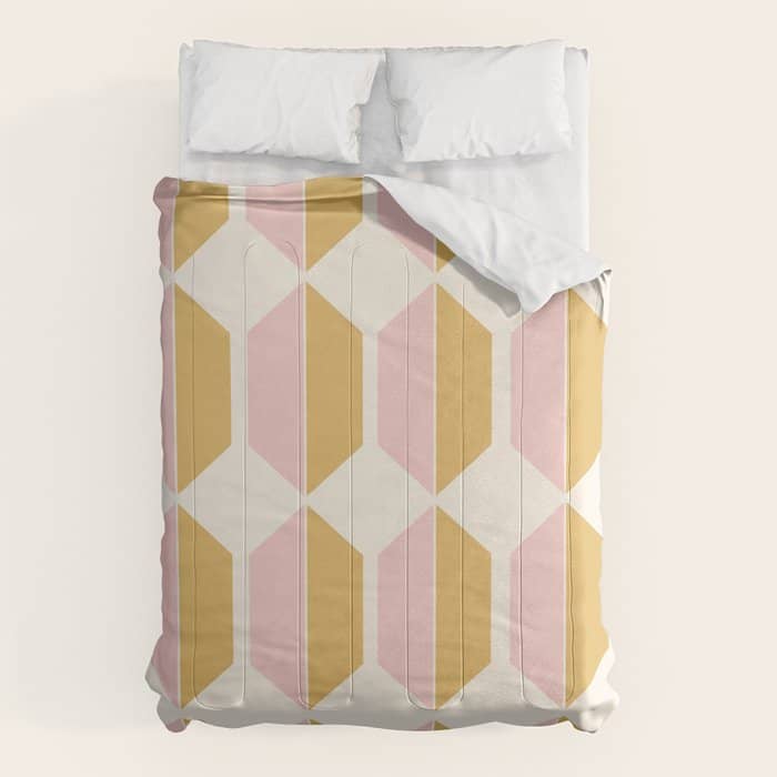 Zola Pattern Shapes - Sunrise Pink And Orange Comforter