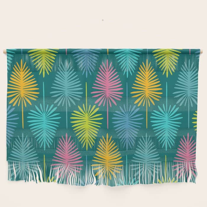 Bright Tropical Botanical Pattern Wall Hanging