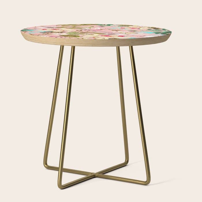 Gardenia | Vintage Botanical Nature Pattern | Blush Boho Plants Garden Floral Side Table