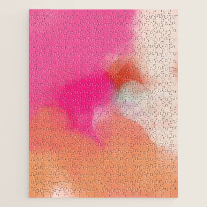 Dreamy Days In Pink Peach Aquarell Jigsaw Puzzle
