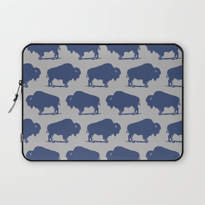 Buffalo Bison Pattern Blue And Gray Laptop Sleeve
