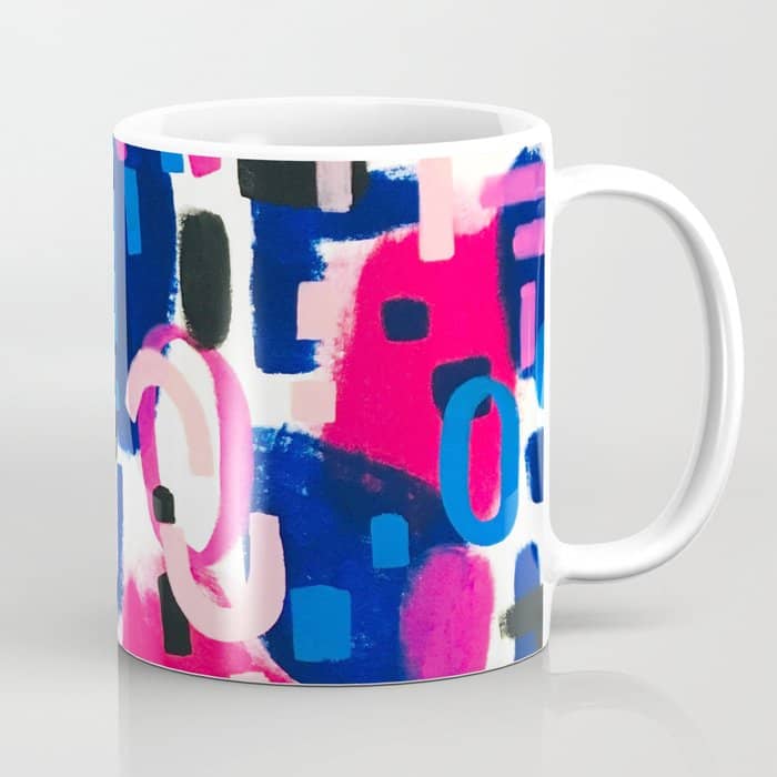 Magenta Blue Abstract Acrylic Painting Kusama Primitive Shapes Coffee Mug