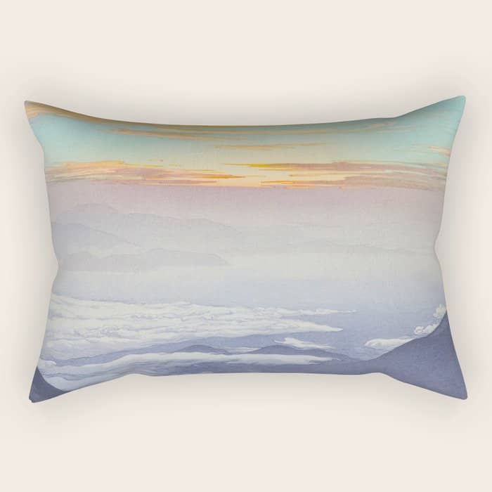 Sea Of Clouds (Unkai, Ho-O-San) Hiroshi Yoshida Modern Japanese Woodblock Print Rectangular Pillow