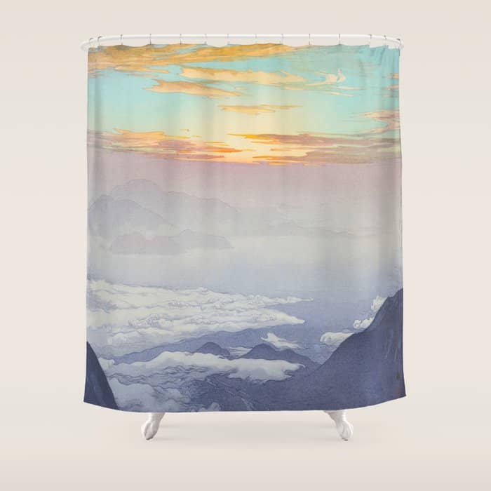 Sea Of Clouds (Unkai, Ho-O-San) Hiroshi Yoshida Modern Japanese Woodblock Print Shower Curtain