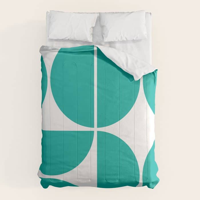Mid Century Modern Turquoise Square Comforter