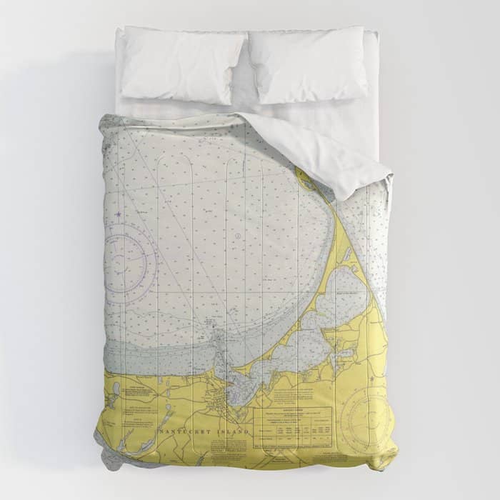 Vintage Map Of Nantucket (1975) Comforter